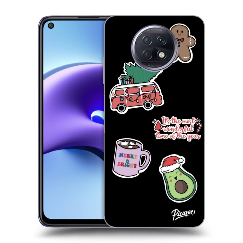 Silikónový čierny Obal Pre Xiaomi Redmi Note 9T - Christmas Stickers