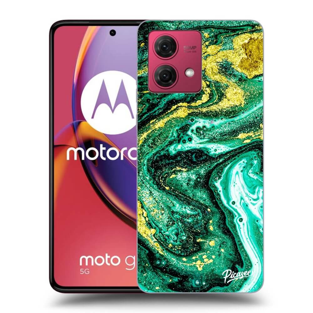 Picasee silikónový čierny obal pre Motorola Moto G84 5G - Green Gold
