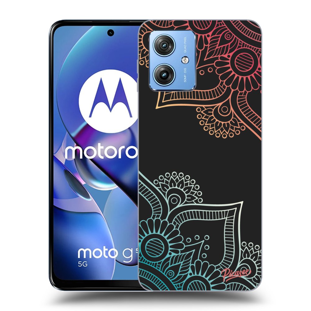Picasee silikónový čierny obal pre Motorola Moto G54 5G - Flowers pattern