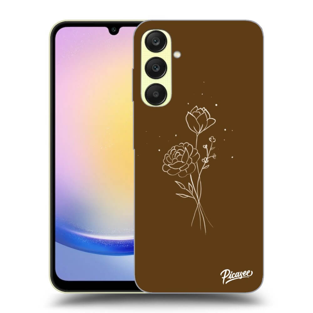 Silikónový Prehľadný Obal Pre Samsung Galaxy A25 A256B 5G - Brown Flowers