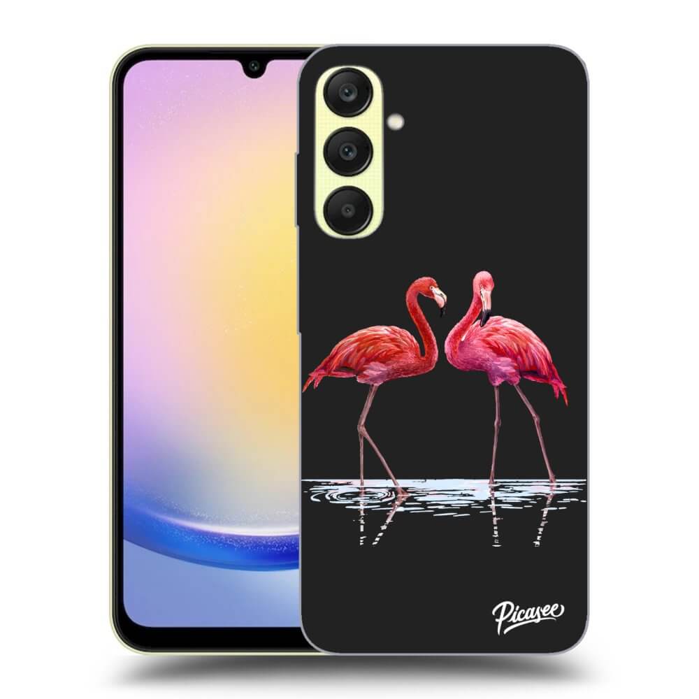 Silikónový čierny Obal Pre Samsung Galaxy A25 A256B 5G - Flamingos Pár