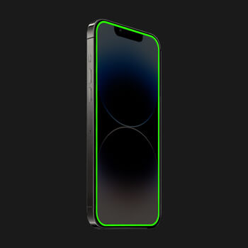 Picasee Ochranné tvrdené sklo so svietiacim rámčekom pre Apple iPhone 12 - Zelená