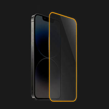 Picasee Ochranné tvrdené sklo so svietiacim rámčekom pre Apple iPhone 15 - Oranžová