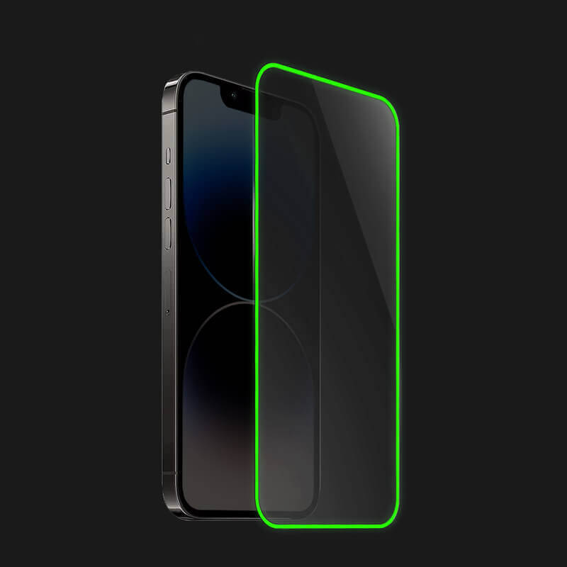 Picasee Ochranné tvrdené sklo so svietiacim rámčekom pre Apple iPhone 15 - Zelená